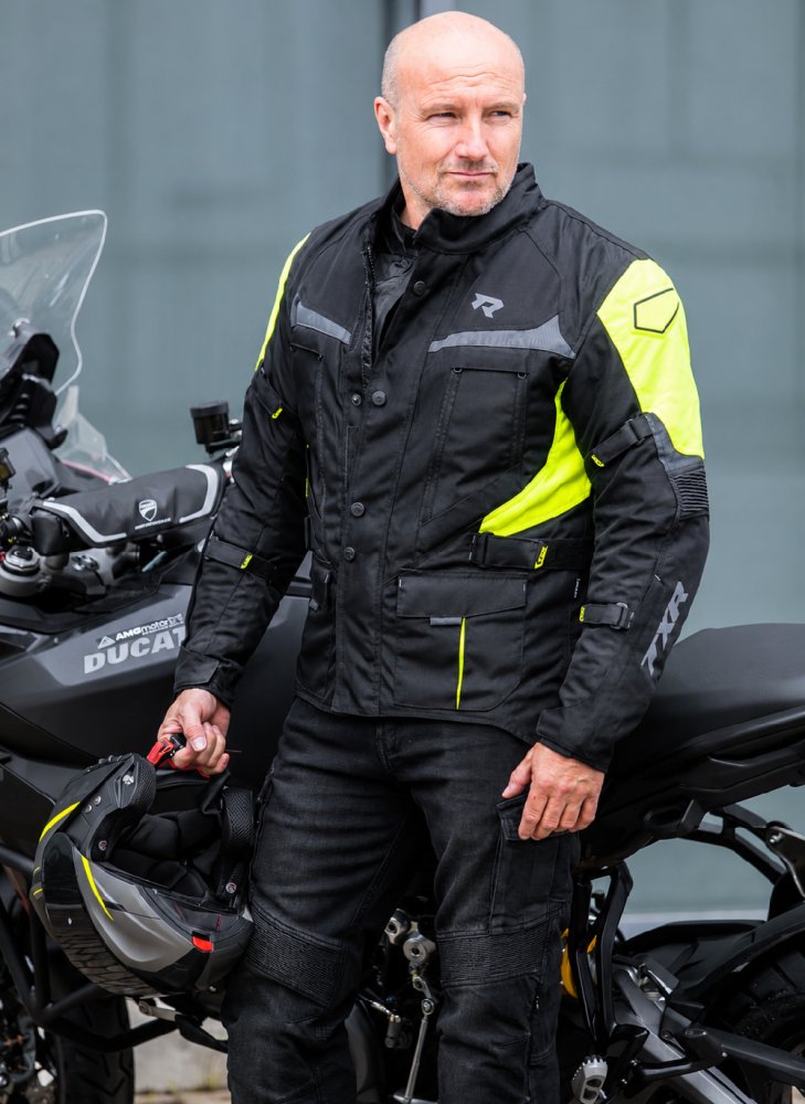 Bunda na motorku TXR Compass černo-šedo-fluo žlutá – foto 8