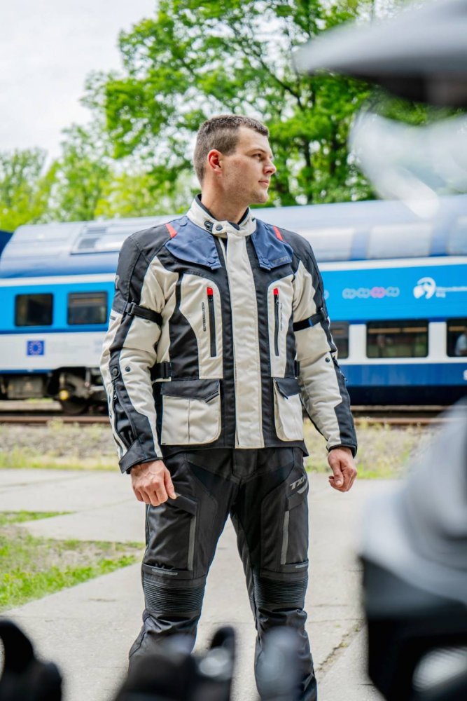 Bunda na motorku TXR Expedition černo-šedo-modro-červená – foto 6