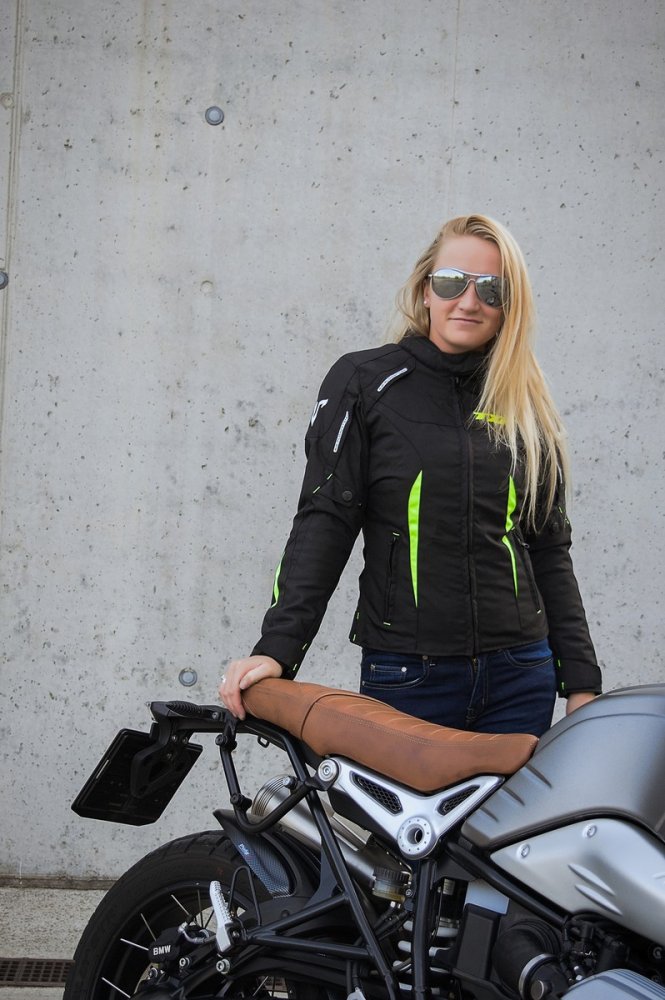 Dámská bunda na motorku TXR Elisa černo-fluo žlutá – foto 6