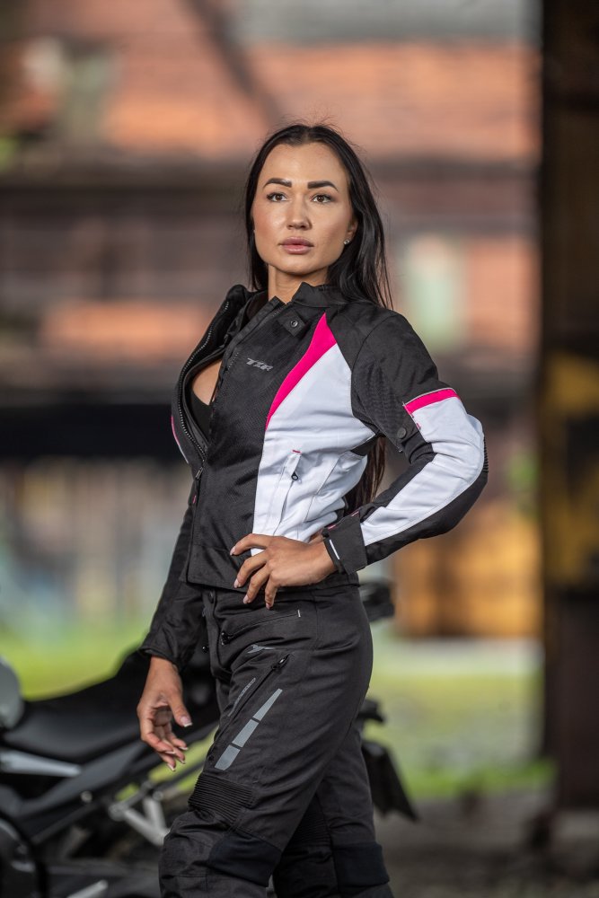 Dámská bunda na motorku TXR Kiara černo-bílo-růžová – foto 4