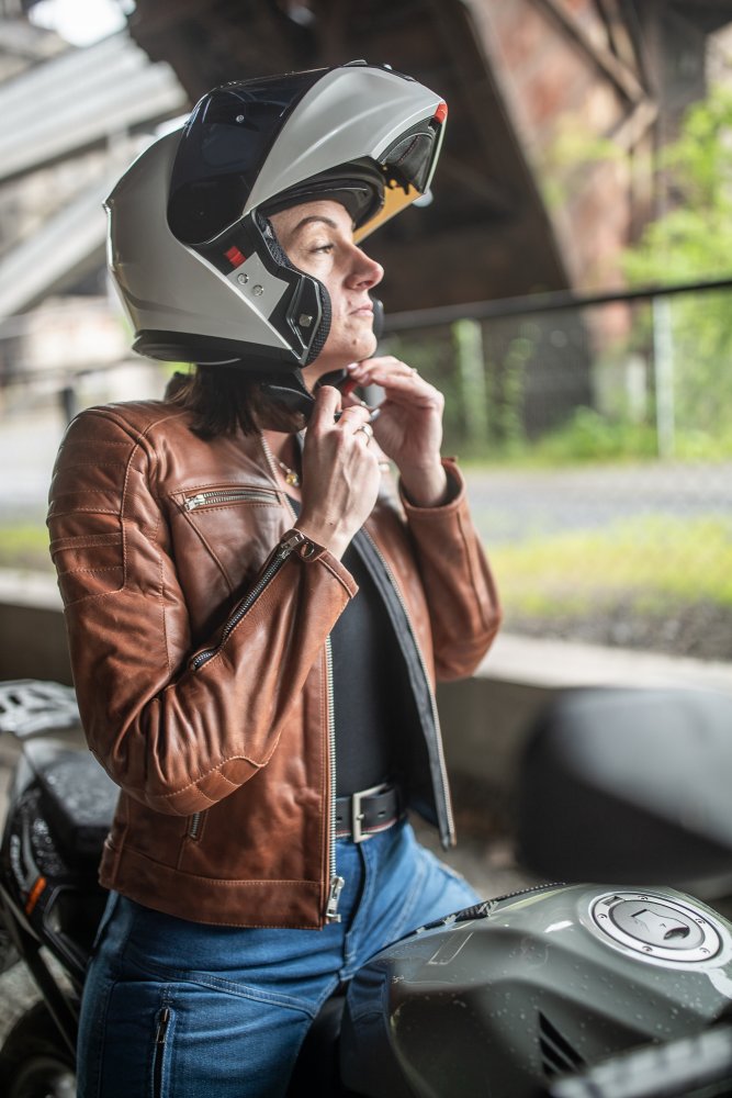 Dámská kožená bunda na motorku TXR Carmen hnědá – foto 4