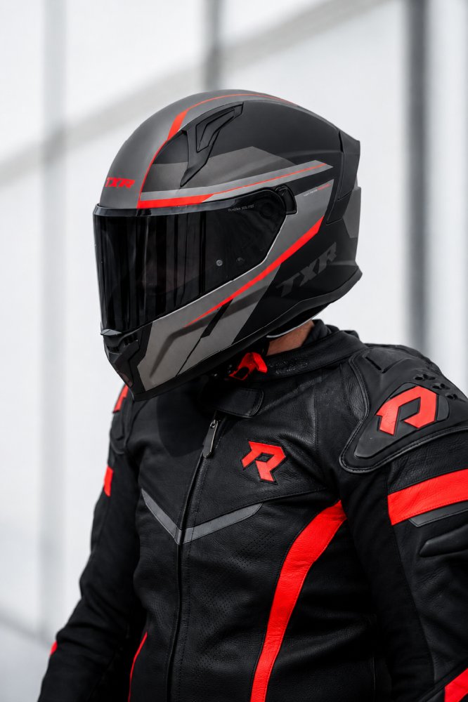 Integrální helma na motorku TXR Raptor černo-šedo-červená – foto 7