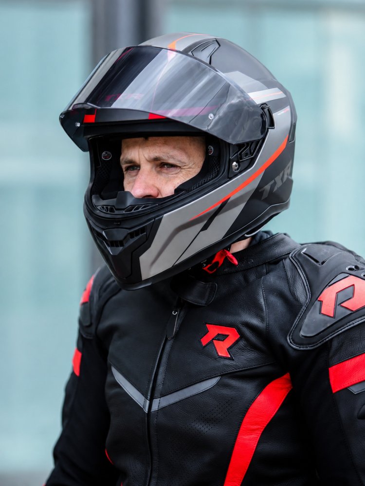 Integrální helma na motorku TXR Raptor černo-šedo-červená – foto 6