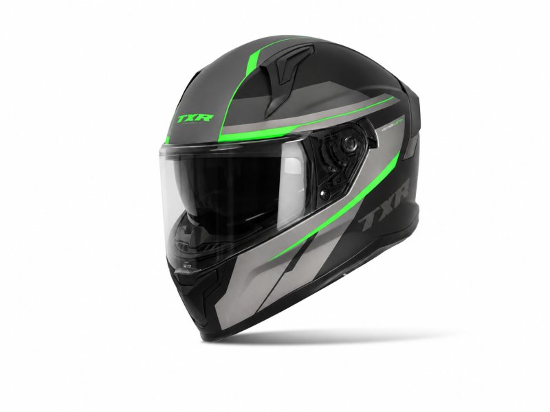 Integrální helma na motorku TXR Raptor černo-šedo-fluo zelená