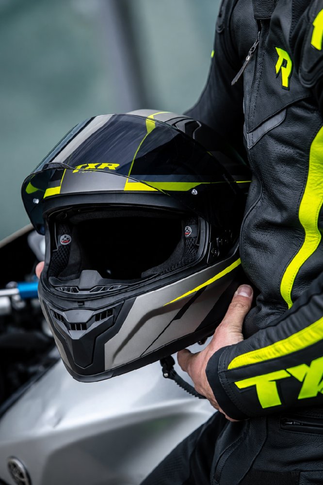Integrální helma na motorku TXR Raptor černo-šedo-fluo žlutá – foto 9