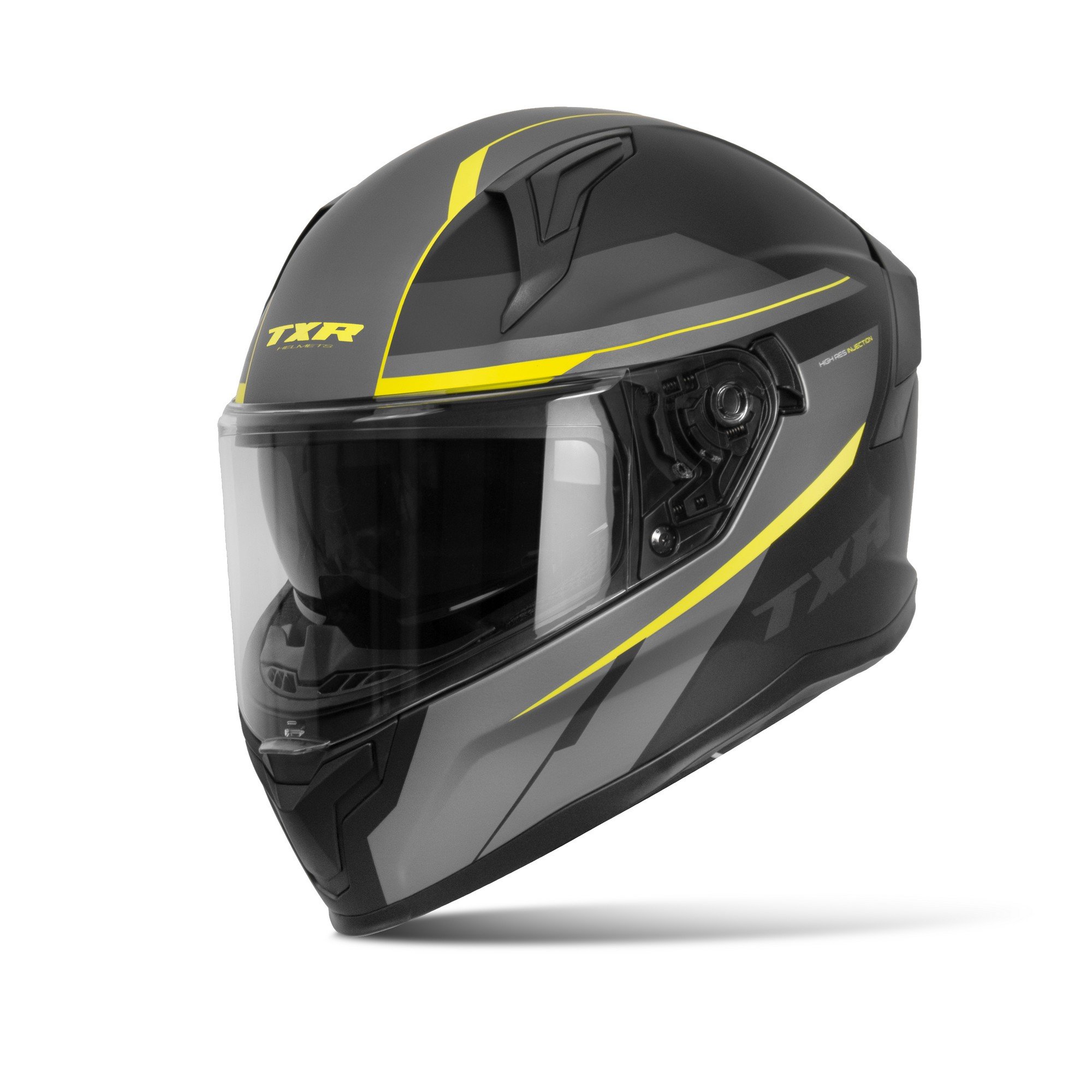 Integrální helma na motorku TXR Raptor černo-šedo-fluo žlutá