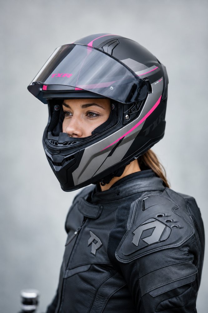 Integrální helma na motorku TXR Raptor černo-šedo-růžová – foto 6