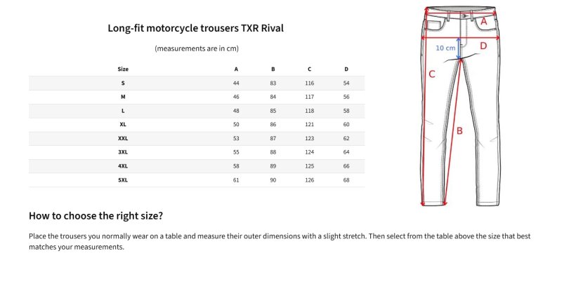 Prodloužené kalhoty na motorku TXR Rival černé – foto 6